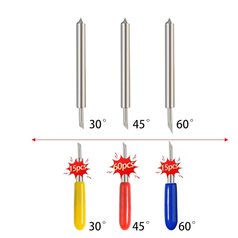 PLOOTA 90PCS Replacement Blades,60PCS 45°Standard Blades, 15PCS 30°Fine Point Blades and 15PCS 60°Deep Cut Blades - Image 2